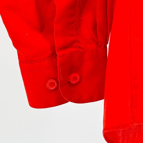 80s Marquis Red Nautical Long Sleeve Button Down Gold Sailing Patch Size S - Picture 5 of 6